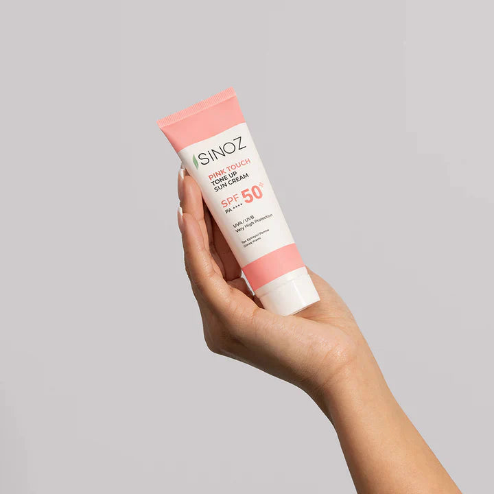 Sinoz Pink Touch Tone Up Sun Cream SPF 50+ - Pink tinted tone equalizer