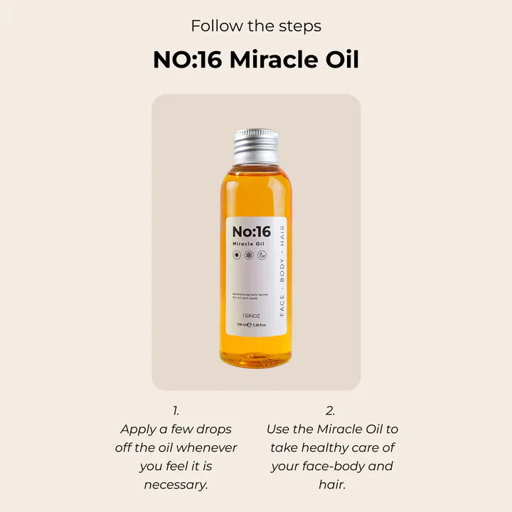 Sinoz No:16 Miracle Oil (Face - Body - Hair) - 16 Natural and Vegan Essential Oils