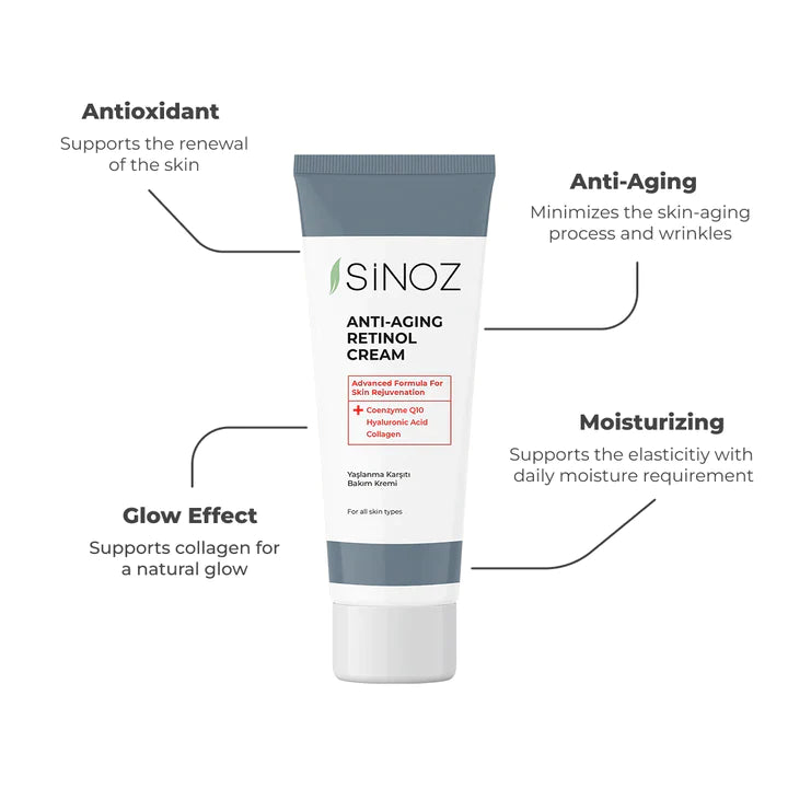 Sinoz Anti-Aging Retinol Cream +Coenzim Q10, Collagen, Hyaluronic Acid