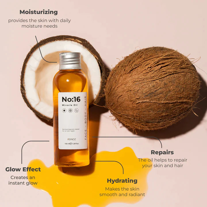 Sinoz No:16 Miracle Oil (Face - Body - Hair) - 16 Natural and Vegan Essential Oils