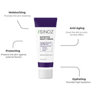 Sinoz Nutritive Night Cream - Hyaluronic Acid, Panthenol, Shea Butter, Peptides