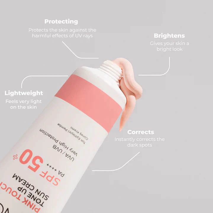 Sinoz Pink Touch Tone Up Sun Cream SPF 50+ - Pink tinted tone equalizer
