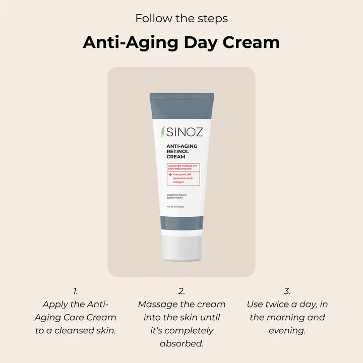 Sinoz Anti-Aging Retinol Cream +Coenzim Q10, Collagen, Hyaluronic Acid