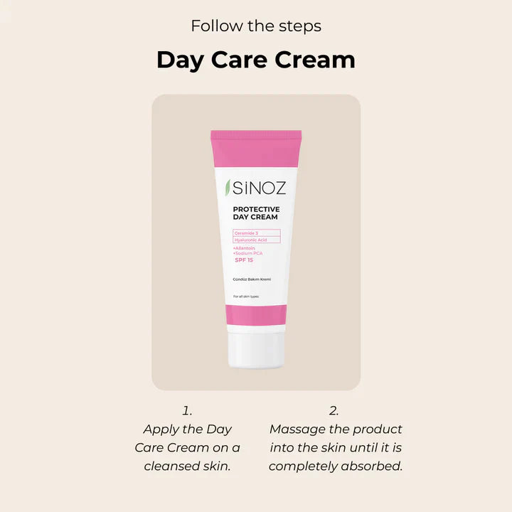Sinoz Protective Day Cream SPF15 - Ceramide, Allantoin, Sodium PCA, Hyaluronic Acid
