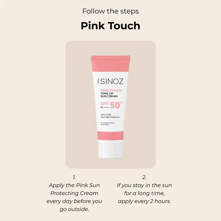 Sinoz Pink Touch Tone Up Sun Cream SPF 50+ - Pink tinted tone equalizer