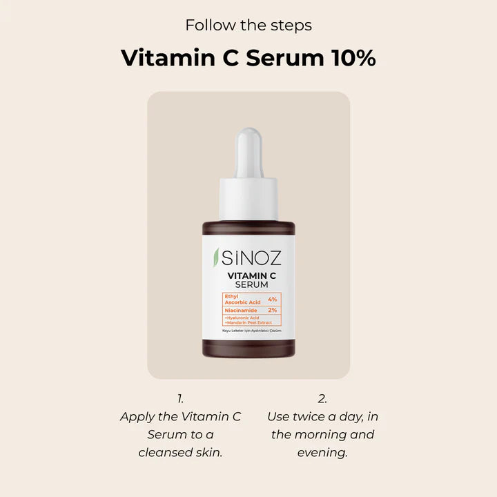 Sinoz Vitamin C Serum - Ethyl Ascorbic Acid, Niacinamide, Hyaluronic Acid